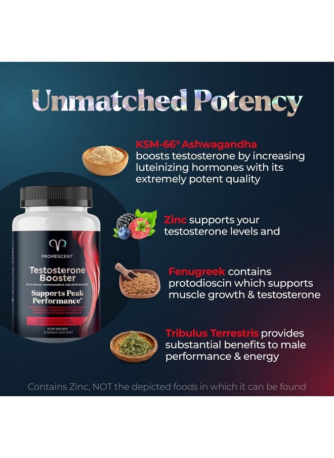 Promescent Testosterone Booster for Men Supplement w/Tongkat Ali (LongJack), KSM-66 Ashwagandha, Goat Weed, Fenugreek & Tribulus Terrestris, Supports Natural Energy, Stamina & Strength, 90 Capsules