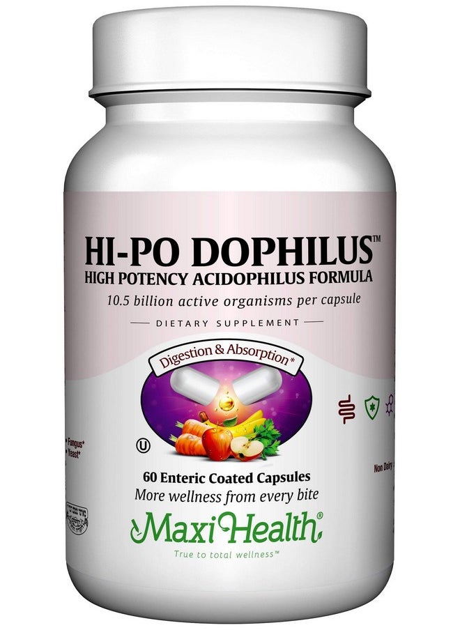 Maxi Health HI-PO Dophilus - High Potency Acidophilus Probiotics - 60 Capsules - Kosher