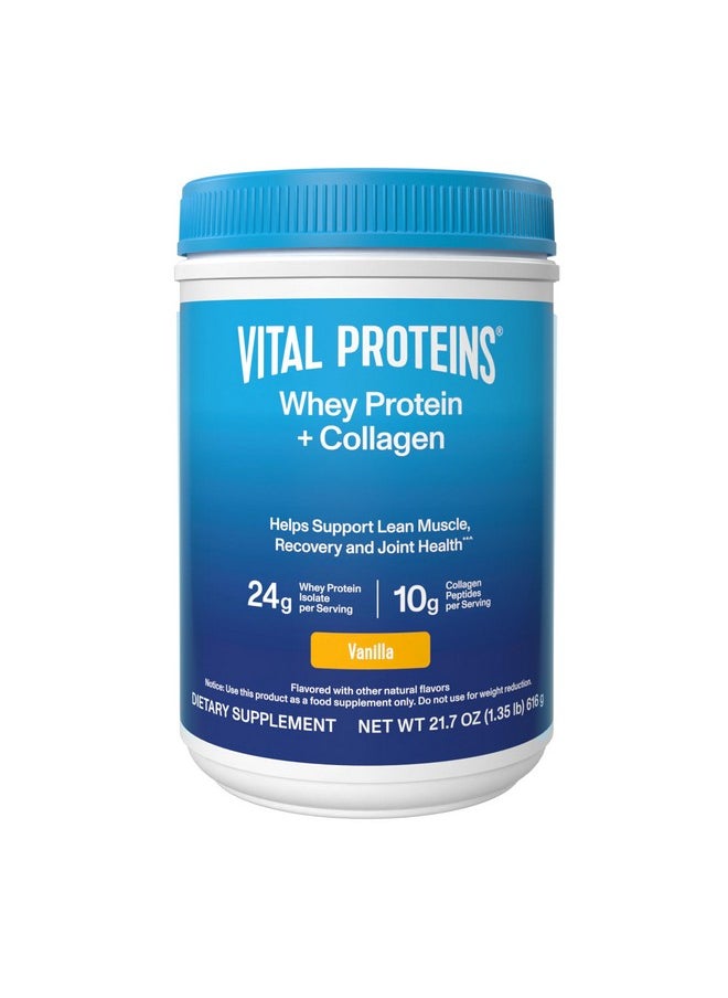 Vital Proteins Vanilla Whey Protein + Collagen Peptides, 24g Protein Supporting Recovery & Joint Health, with Vitamin C, About 16 Servings