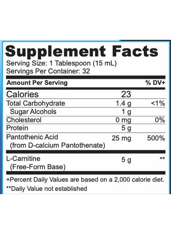 Parker Naturals Concentrated L-Carnitine Liquid, 5000mg All Natural Citrus Flavored L-Carnitine Supplement, Liquid L-Carnitine with Vitamin V5, 16.23 Fl. Oz