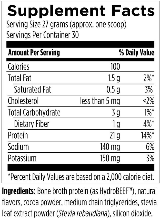 Designs for Health PurePaleo Collagen Protein Powder - 21g HydroBEEF Bone Broth Protein Supplement with Collagen Peptides + BCAAs - Chocolate, Non-GMO, Dairy-Free + Gluten-Free (30 Servings / 810g)