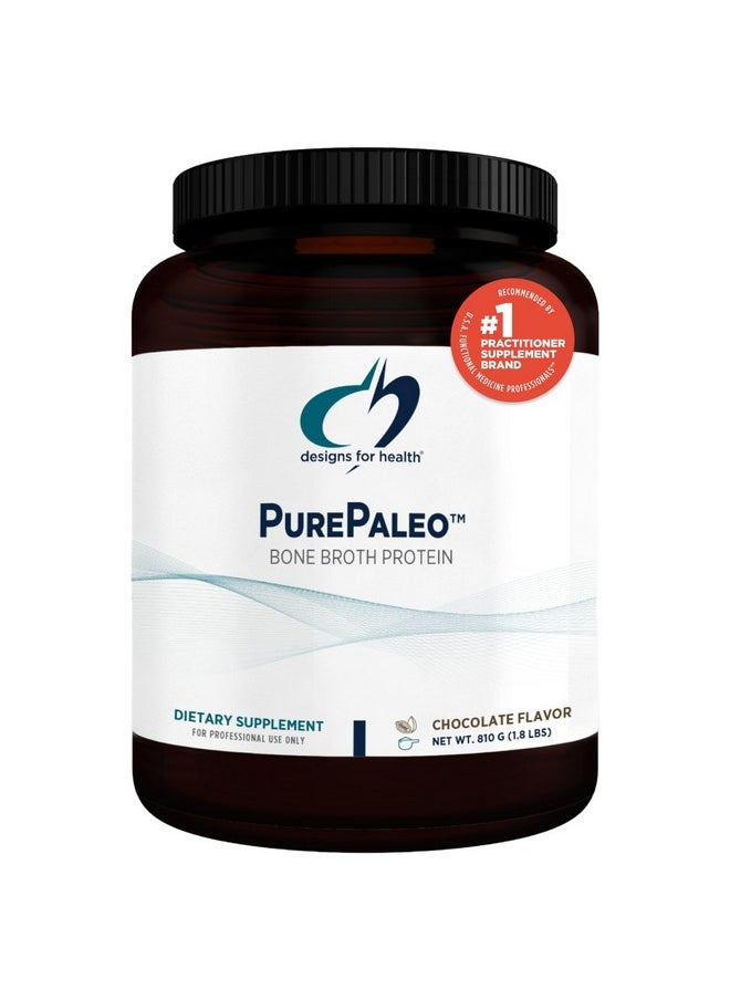 Designs for Health PurePaleo Collagen Protein Powder - 21g HydroBEEF Bone Broth Protein Supplement with Collagen Peptides + BCAAs - Chocolate, Non-GMO, Dairy-Free + Gluten-Free (30 Servings / 810g)