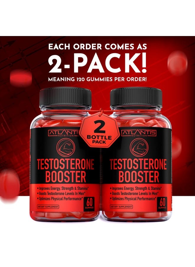 Testosterone Booster For Men Gummies - Enhances Strength & Stamina - Optimizes Physical Performance & Male Enhancement - Made With Tribulus, Horny Goat Weed, Maca Root & More. 2-Pack (120 Gummies)