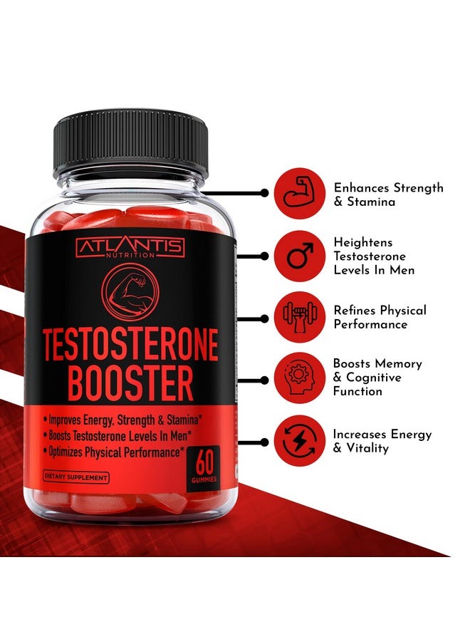 Testosterone Booster For Men Gummies - Enhances Strength & Stamina - Optimizes Physical Performance & Male Enhancement - Made With Tribulus, Horny Goat Weed, Maca Root & More. 2-Pack (120 Gummies)