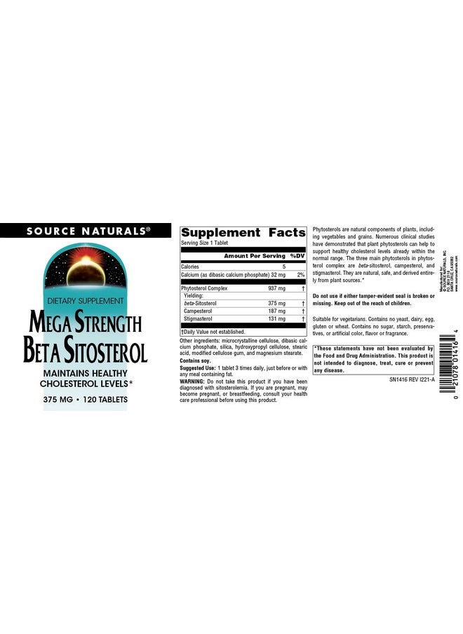 Source Naturals Mega Strength Beta Sitosterol 375mg - 120 Tablets