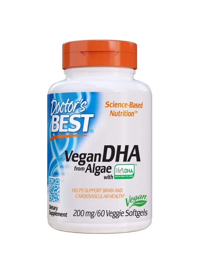 Doctor's Best Vegetarian DHA from Algae, Non-GMO, Vegan, Gluten Free, 200 mg, 60 Count