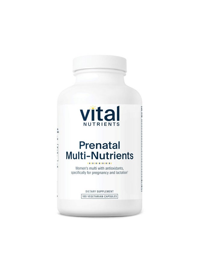 Vital Nutrients PreNatal Multi-Nutrients | Women's Prenatal Multivitamin/Mineral Formula with Potent Antioxidants | Vegetarian | Gluten, Dairy, Soy Free | Non-GMO | 180 Capsules