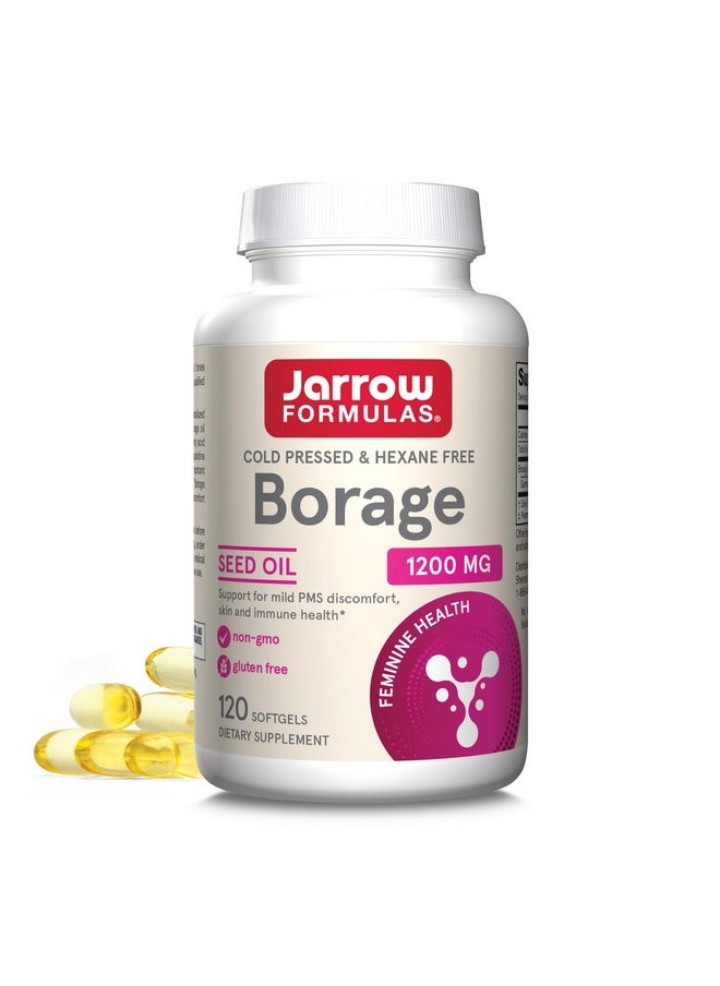 Jarrow Formulas Borage 1200 mg - 120 Softgels - Source of GLA - Borage Oil Supplement - For Skin Health & Immune System Support, Mild PMS Discomfort Support - Up to 120 Servings