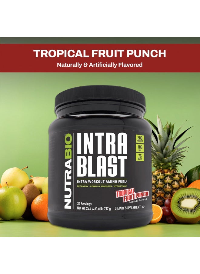 NutraBio Intra Blast - Advanced Electrolyte Performance Matrix - Amino Acid, EAA/BCAA Formula - Non-GMO, Gluten Free, Intra and Pre Workout Powder - 30 Servings - Tropical Fruit Punch