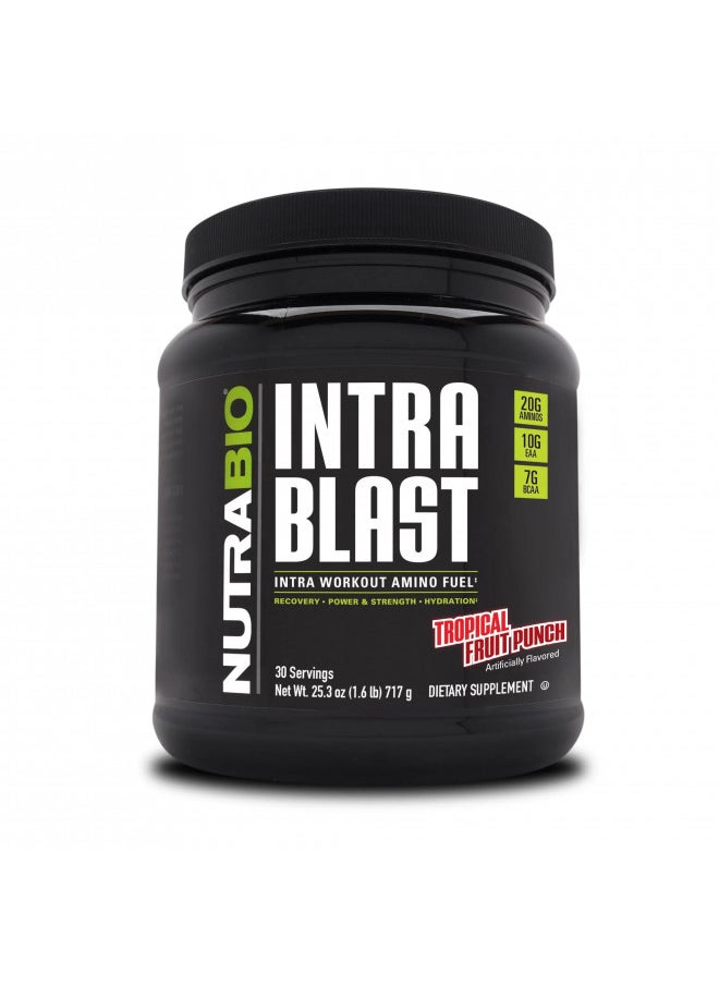 NutraBio Intra Blast - Advanced Electrolyte Performance Matrix - Amino Acid, EAA/BCAA Formula - Non-GMO, Gluten Free, Intra and Pre Workout Powder - 30 Servings - Tropical Fruit Punch