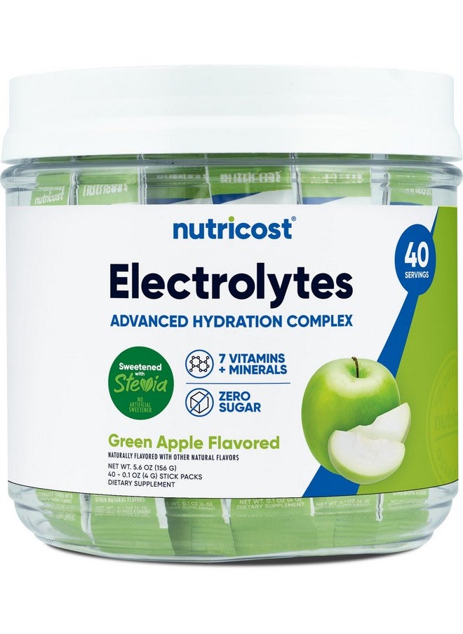 Nutricost Electrolytes Complex, Green Apple Flavored, 40 Stickpacks - Advanced Hydration Complex