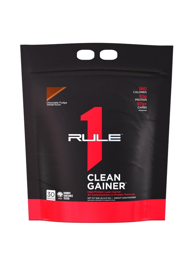 Rule One Proteins, R1 Clean Gainer - High-Protein Lean Gain Formula with 560 Calories, 30g of Full-Spectrum Protein, Over 90g Carbs, Under 6g of Fat (30 Servings, Chocolate Fudge)