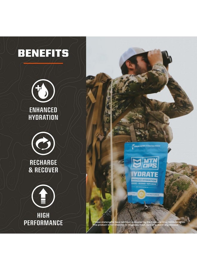 MTN OPS Hydrate Electrolytes Powder Drink Mix, 20 Single Serving On-The-Go Electrolyte Packs with Over 1000mg of Electrolytes per Serving, Lemon Lime