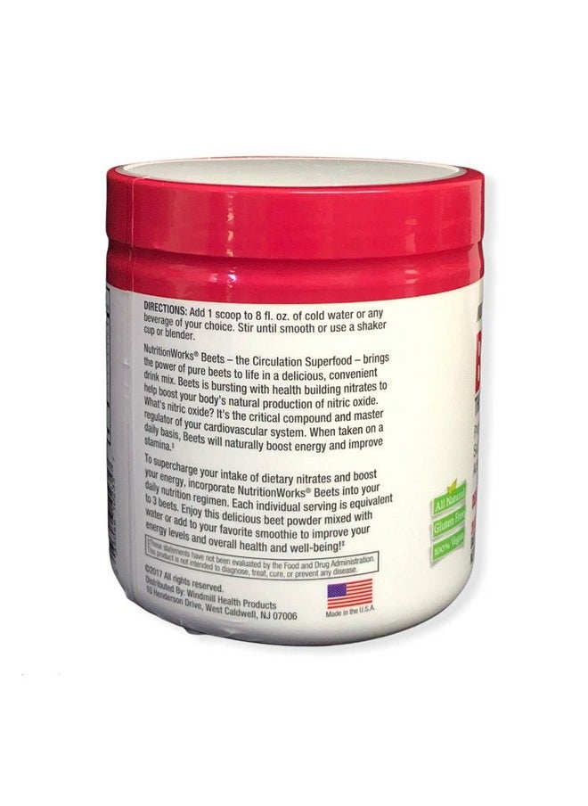 Nutrition Works Beets Superfood Powder Drink Mix for Energy and Endurance, 7.1 Oz.