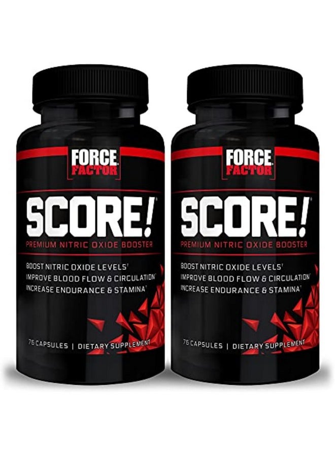 FORCE FACTOR Score!, 2-Pack, Nitric Oxide Supplement for Men, Nitric Oxide Booster with L-Citrulline and Tribulus terrestris to Improve Blood Flow and Enhance Performance, 152 Capsules