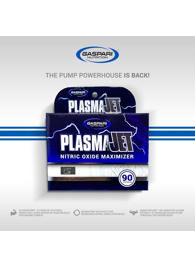 Gaspari Nutrition PlasmaJet, Legendary N.O. Nitric Oxide Maximizer, Increased Lean Mass and Strength, Maximum Vascularity and Vasodilation, 90 Capsule