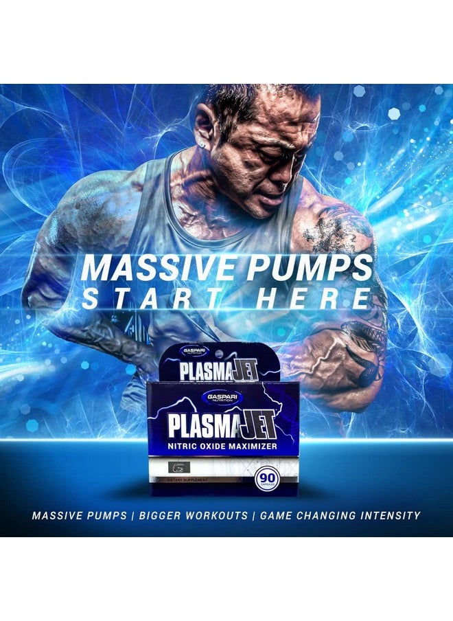 Gaspari Nutrition PlasmaJet, Legendary N.O. Nitric Oxide Maximizer, Increased Lean Mass and Strength, Maximum Vascularity and Vasodilation, 90 Capsule