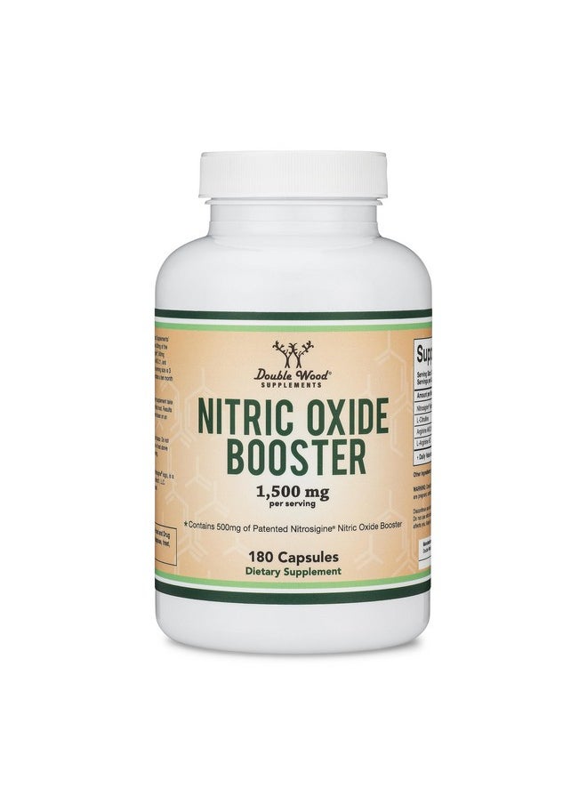 Nitric Oxide Supplement (Stim Free Pre Workout) - Nitric Oxide Booster with Nitrosigine, L Arginine, and L Citrulline (Clinically Studied to Boost No2 Nitric Oxide Flow) 180 Capsules by Double Wood