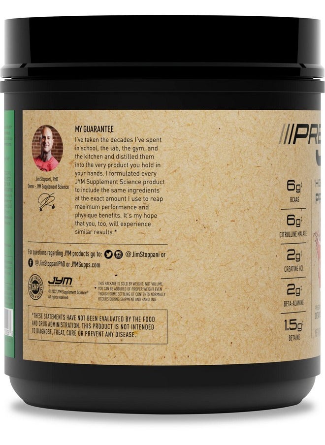 JYM Supplement Science Pre JYM Pre Workout Powder - BCAAs, Creatine HCI, Citrulline Malate, Beta-Alanine, Betaine, and More Naturally Flavored Island Punch Flavor, 30 Servings