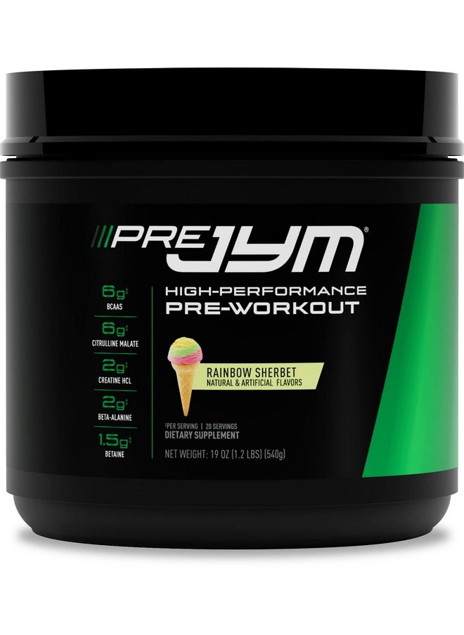 JYM Supplement Science Pre Jym Rainbow Sherbet, Black, 20 Servings, PRE20PS300