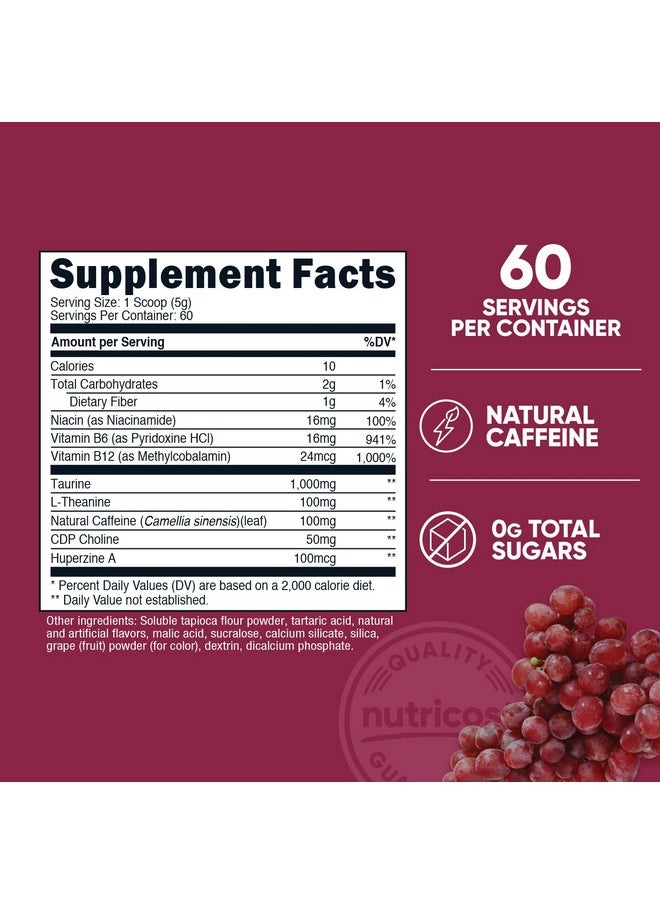 Nutricost Energy Drink Powder (Grape) (60 Servings) - Pre Workout Supplement with Natural Flavors - Non-GMO, Gluten-Free