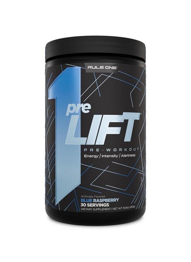 Rule 1 preLIFT Pre-Workout, 6g Citrulline, 3.2g Beta Alanine, 3 Caffeine Sources + 20 Others for Energy, Alertness, & Endurance (30 Servings, Blue Raspberry)