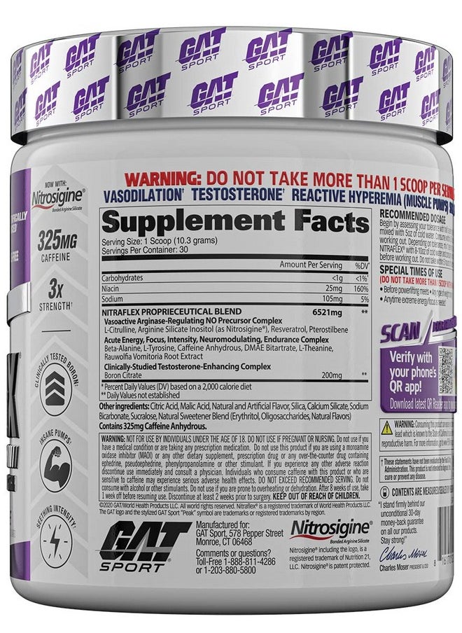 GAT SPORT, Nitraflex Advanced Pre-Workout Powder, Increases Blood Flow, Boosts Strength and Energy, Improves Exercise Performance (Grape, 30 Servings)