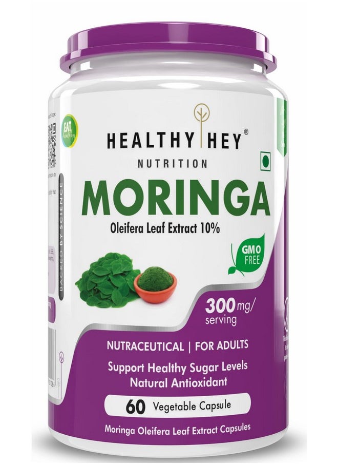 HealthyHey Moringa Extract 10:1-60 Veg Capsules - Oleifera Leaf - Miracle Tree