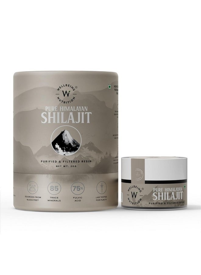 Wellbeing Nutrition Pure & Natural Himalayan Shilajit Original Resin 20g for Strength, Stamina & Performance | Shilajit Resin for Men & Women with 75% Fulvic Acid & 85 Trace Minerals | Lab Tested