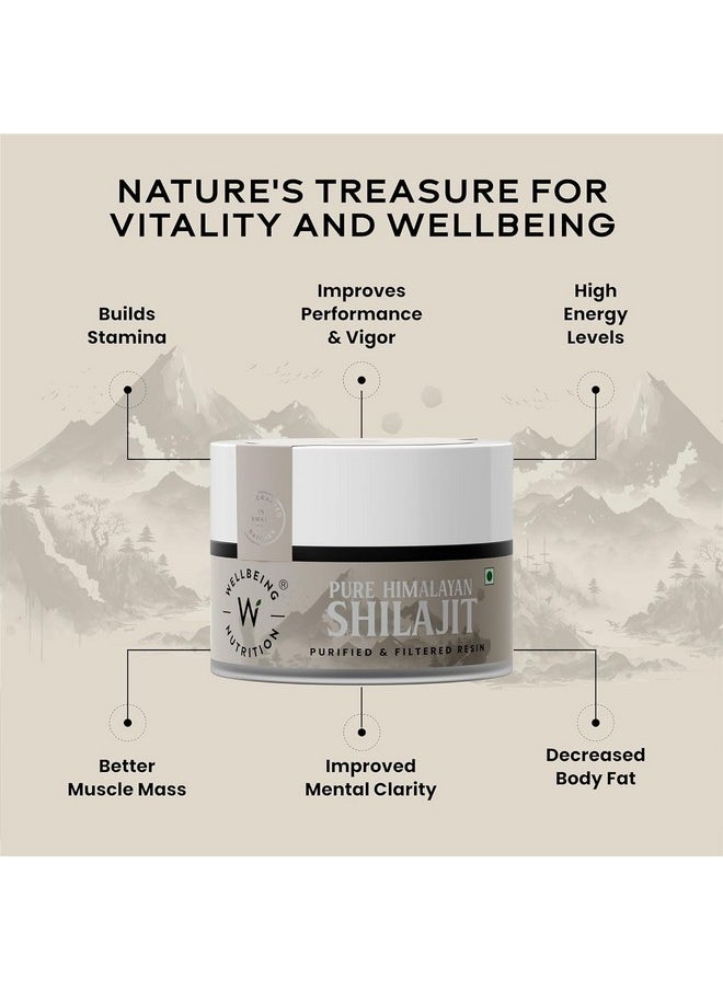 Wellbeing Nutrition Pure & Natural Himalayan Shilajit Original Resin 20g for Strength, Stamina & Performance | Shilajit Resin for Men & Women with 75% Fulvic Acid & 85 Trace Minerals | Lab Tested