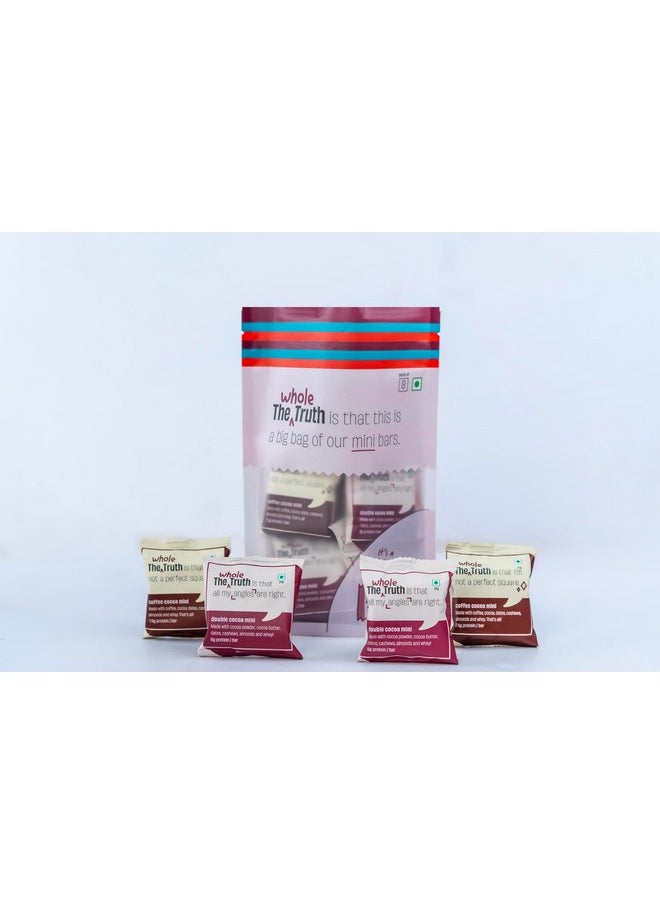 The Whole Truth - Mini Protein Bars | The Chocolate Party (4 Double Cocoa Mini Bars & 4 Coffee Cocoa Mini Bars) | Pack of 8 x 27g each | Sugar free | No Preservatives | All Natural