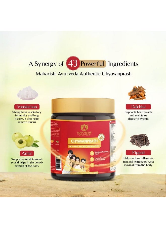 Maharishi Ayurveda Authentic Chyavanprash | 5X Immunity, Strength & Stamina | Chyawanprash With Pure Vanshlochan (500Gm- Pack of 2)