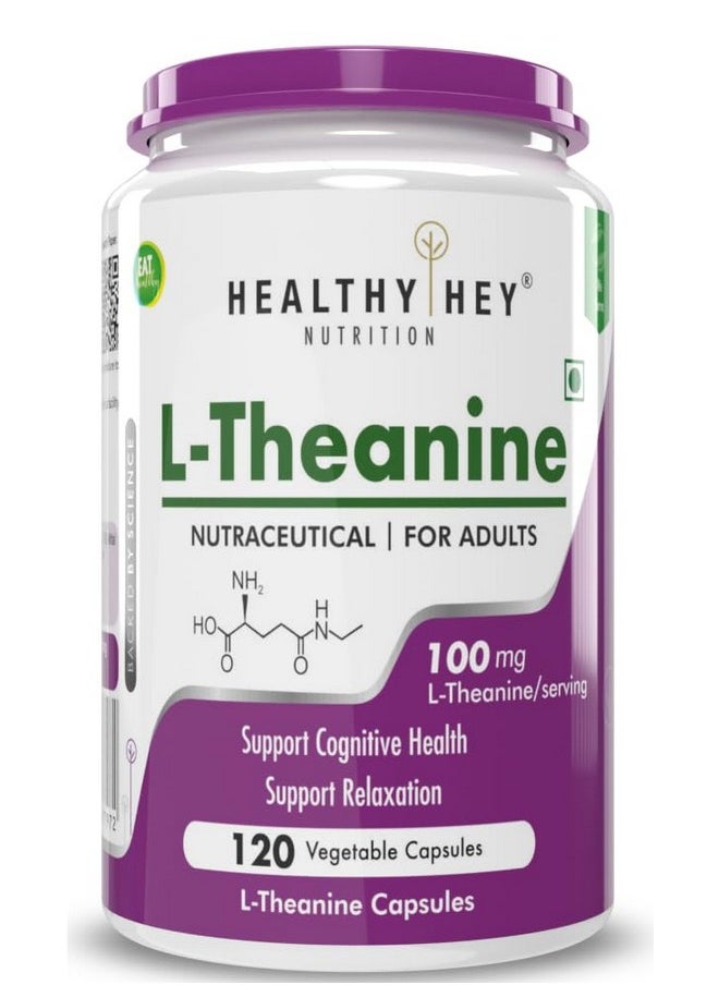 HealthyHey Nutrition L-Theanine -Support Relaxation -Pack of 120 Vegetarian Capsules