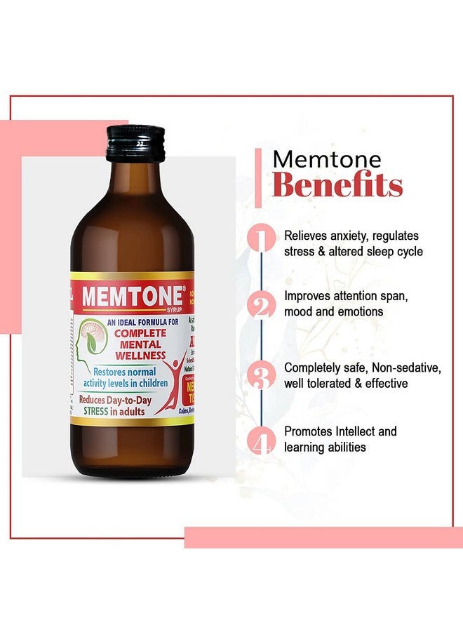 AIMIL Memtone Syrup - 200ml (Pack of 6) | Ayurvedic Formula for Mental Wellness, Stress Relief | Brahmi, Mandukaparni & more