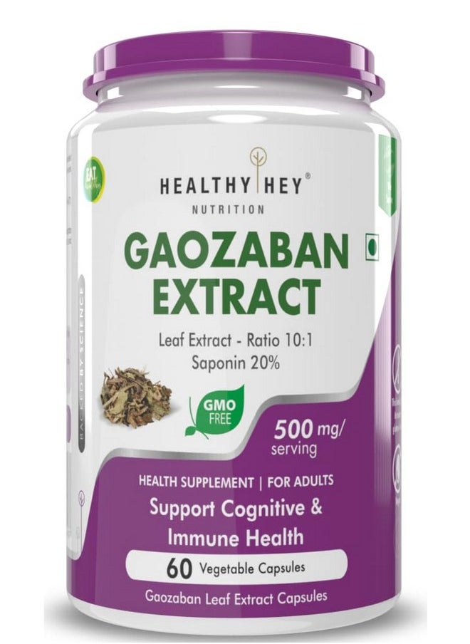 HealthyHey Gaozaban leaf extract 10:1, 500mg serving, 60 vegetable capsules