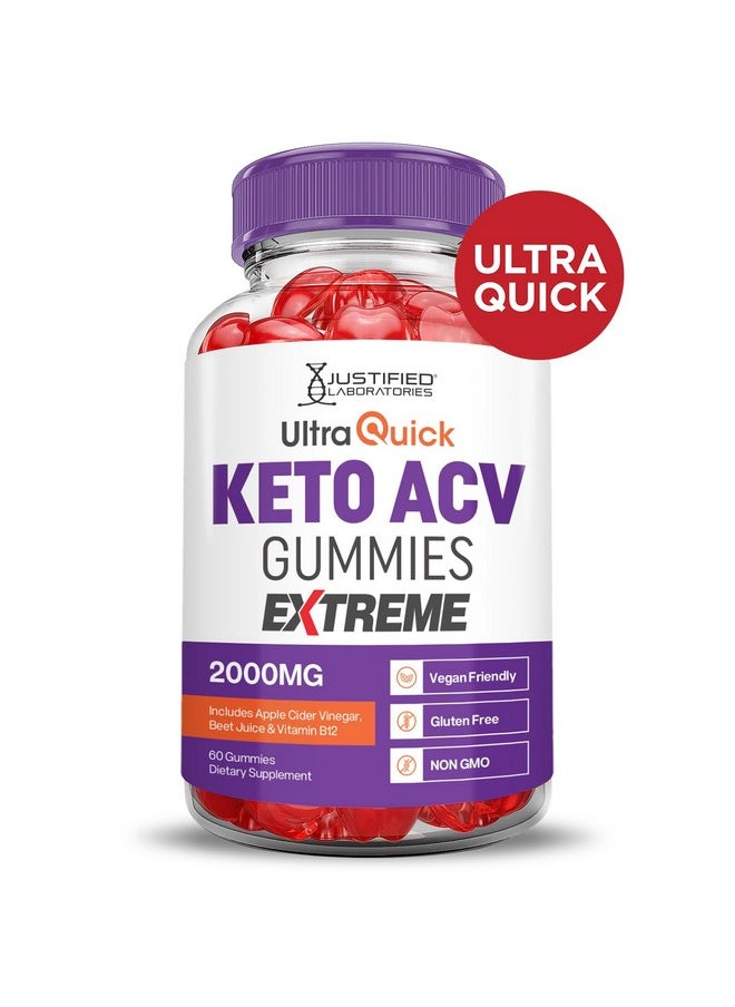 Ultra Quick Keto ACV Gummies Extreme 2000MG Ultraquick Keto Gummies Apple Cider Vinegar Formulated with Pomegranate Beet Juice Powder B12 Vegan Non GMO 60 Gummys