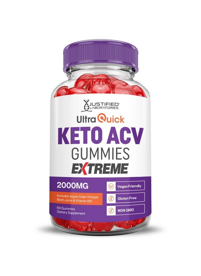 Ultra Quick Keto ACV Gummies Extreme 2000MG Ultraquick Keto Gummies Apple Cider Vinegar Formulated with Pomegranate Beet Juice Powder B12 Vegan Non GMO 60 Gummys