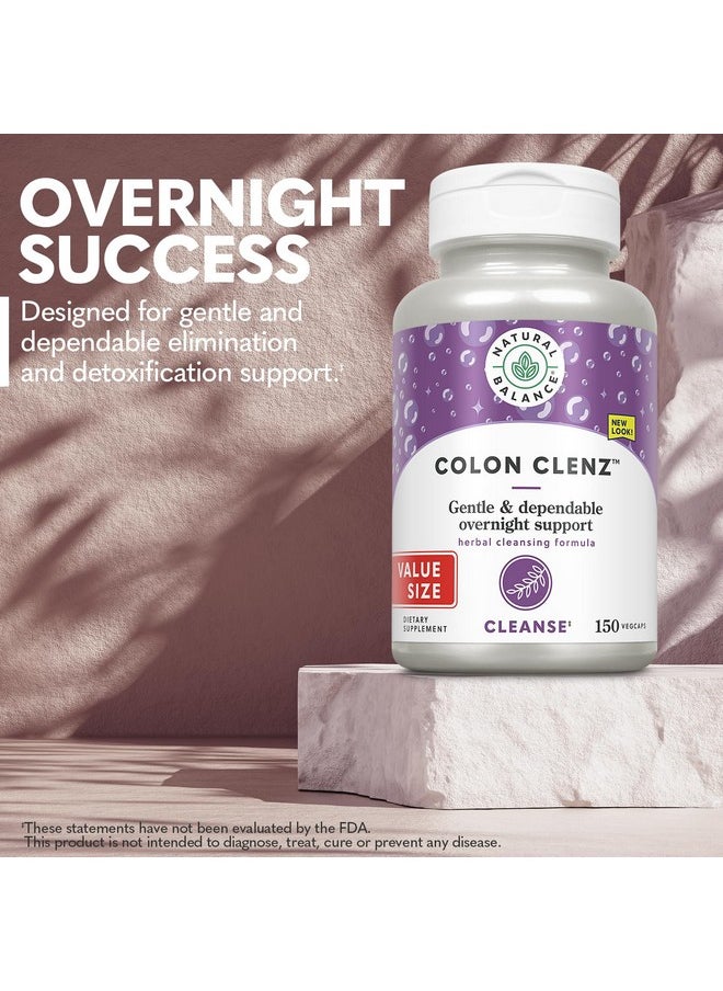 Natural Balance Colon Clenz | Herbal Colon Cleanse & Detox Supplement | Gentle & Dependable Overnight Formula (150 CT)