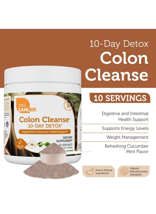Zahler Colon Cleanse 10-Day Detox Cleanse - Cucumber Mint Flavor - Herbal Digestive Wellness - Colon Cleanser & Detox for Bowel Movement, Body Detox, Digestion Aid for Women and Men - 3.5 oz Jar