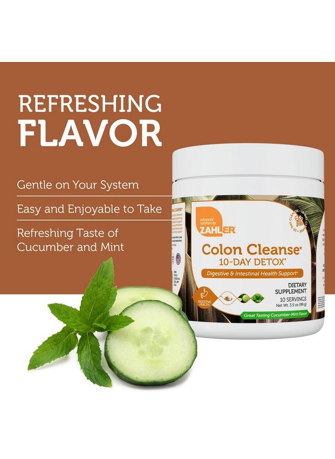 Zahler Colon Cleanse 10-Day Detox Cleanse - Cucumber Mint Flavor - Herbal Digestive Wellness - Colon Cleanser & Detox for Bowel Movement, Body Detox, Digestion Aid for Women and Men - 3.5 oz Jar