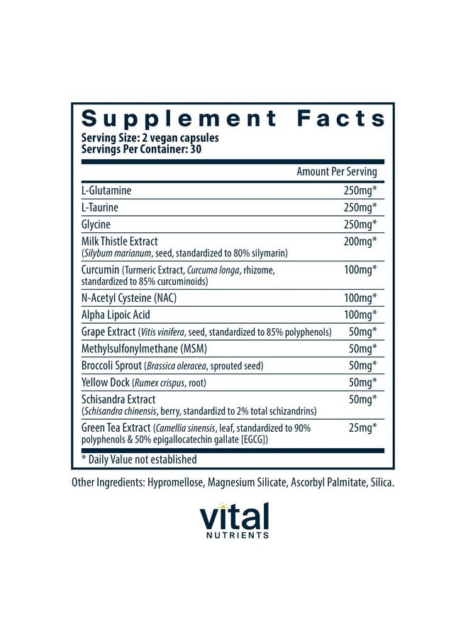 Vital Nutrients Detox Formula | Vegan Liver Detox | Antioxidant Supplement Promotes Liver & Detoxification Support | Gluten, Dairy, Soy Free | Non-GMO | 60 Capsules