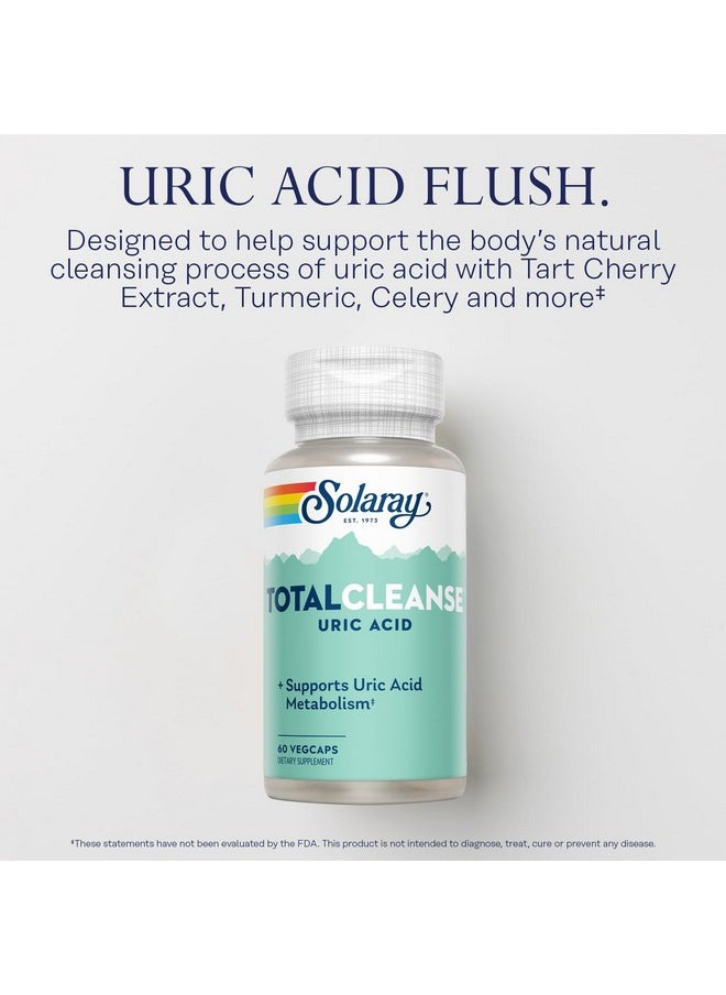 Solaray Total Cleanse Uric Acid - Joint Health Supplement - Powerful Joint Support and Uric Acid Cleanse with Tart Cherry Extract, Celery Seed, Turmeric Extract - 60-Day Guarantee, 30 Serv, 60 VegCaps
