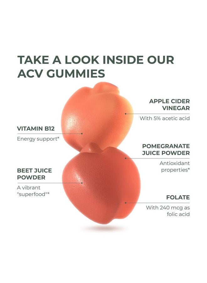 Primal Harvest ACV Gummies, 60 Sugar Free Apple Cider Gummies Beetroot and Pomegranate to Support Immunity, Digestion and Detox 750 MG