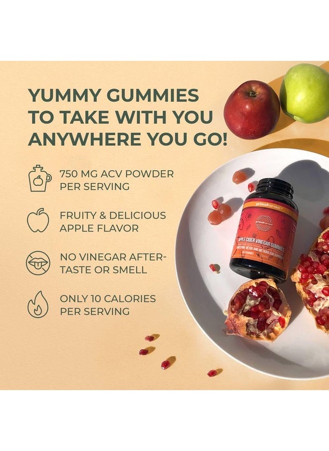 Primal Harvest ACV Gummies, 60 Sugar Free Apple Cider Gummies Beetroot and Pomegranate to Support Immunity, Digestion and Detox 750 MG