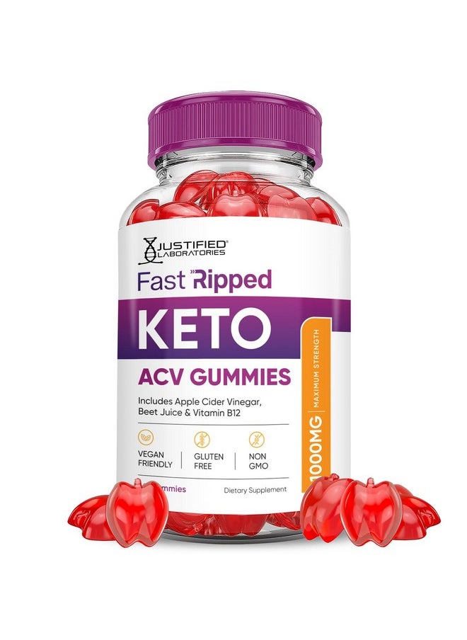 Fast Ripped Keto ACV Gummies Advanced Formula 1000MG Fast Ripped Keto Gummies Apple Cider Vinegar Formulated with Pomegranate Beet Juice Powder B12 Vegan Non GMO 60 Gummys