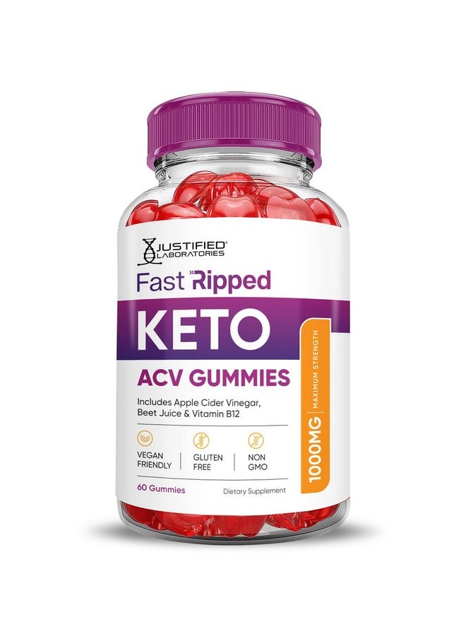 Fast Ripped Keto ACV Gummies Advanced Formula 1000MG Fast Ripped Keto Gummies Apple Cider Vinegar Formulated with Pomegranate Beet Juice Powder B12 Vegan Non GMO 60 Gummys