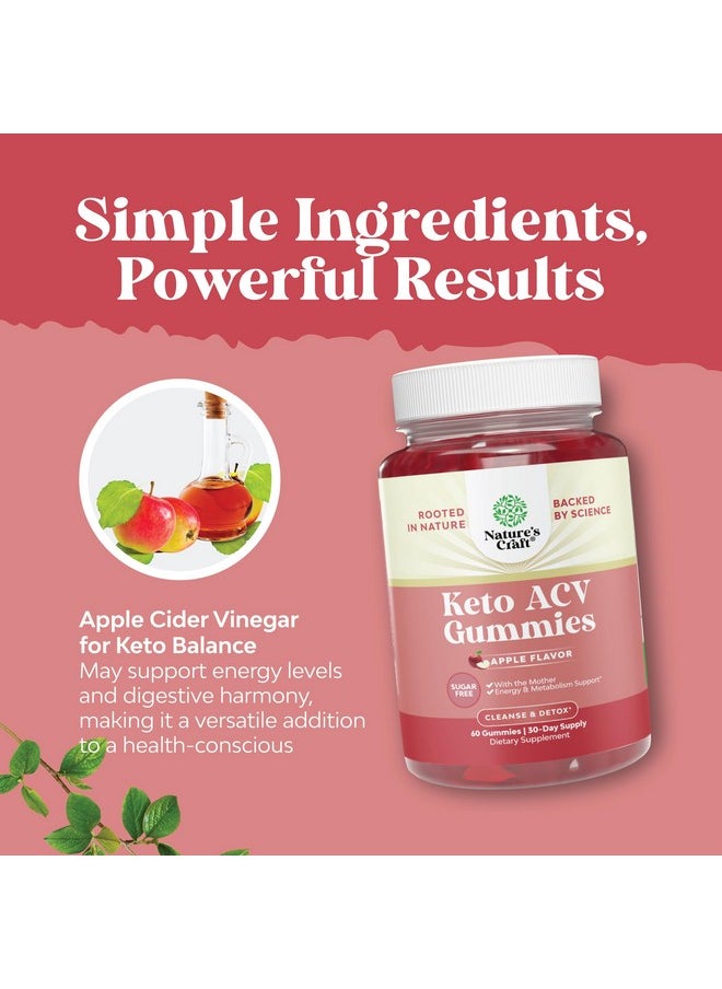 ACV Apple Cider Vinegar Gummies - Sugar Free Apple Cider Vinegar Gummies with The Mother for Full Body Cleanse and Detox Natural Energy and Digestive Support - Keto ACV Gummies Vitamins for Adults