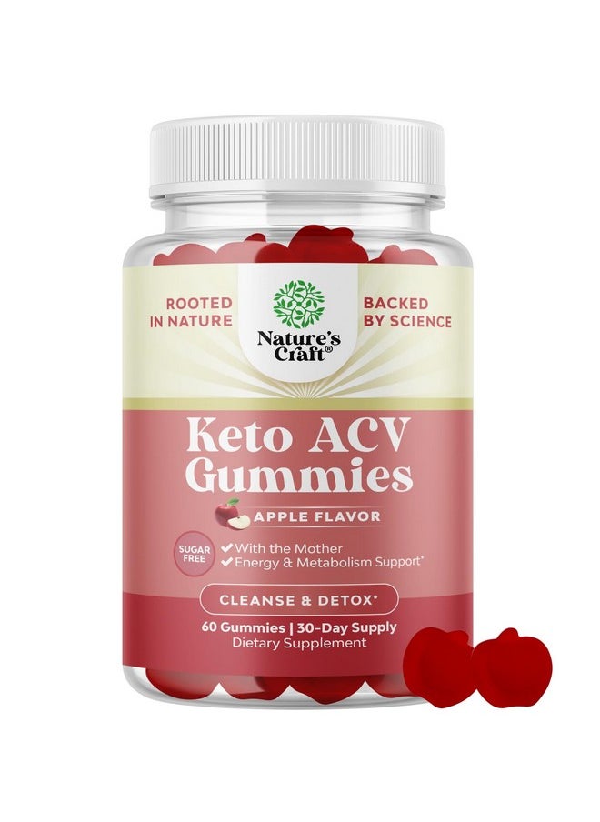 ACV Apple Cider Vinegar Gummies - Sugar Free Apple Cider Vinegar Gummies with The Mother for Full Body Cleanse and Detox Natural Energy and Digestive Support - Keto ACV Gummies Vitamins for Adults