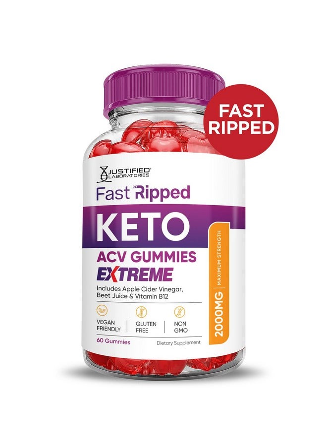 Fast Ripped Keto ACV Gummies Extreme 2000MG Fast Ripped Keto Gummies Apple Cider Vinegar Formulated with Pomegranate Beet Juice Powder B12 Vegan Non GMO 60 Gummys