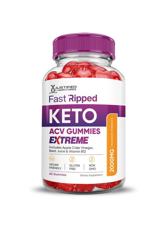 Fast Ripped Keto ACV Gummies Extreme 2000MG Fast Ripped Keto Gummies Apple Cider Vinegar Formulated with Pomegranate Beet Juice Powder B12 Vegan Non GMO 60 Gummys